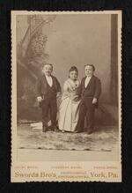 Photograph: M. Lavinia Warren and Primo Magri holding hands and Ernesto Magri