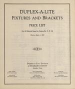 Duplex-a-lite fixtures and brackets price list for all material listed in Catalog No. D. P. 154 effective March 1, 1927, Page 1